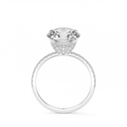 White Gold Hidden Halo Pave Round Shape Diamond Engagement Ring With U cut setting